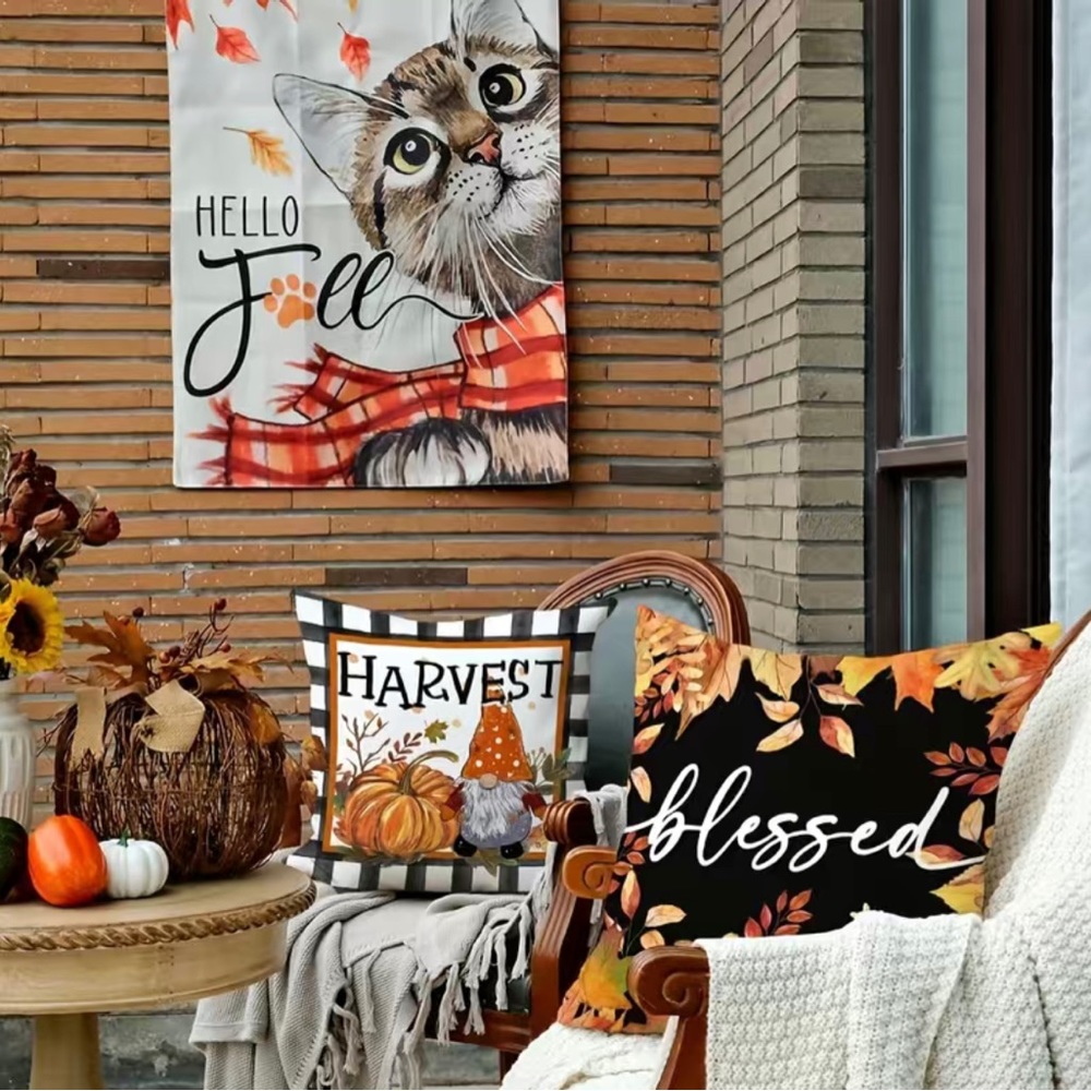 ๐HP 10/15/23 4Pc Fall-Themed Decorative Pillow Cases 18โ x 18โ - No Inserts Inc - Picture 3 of 6